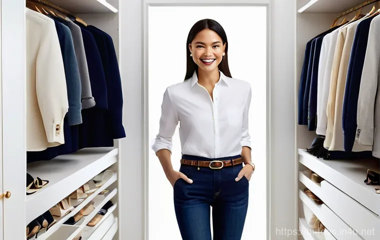 패션 코디네이터가 추천하는 최신 코디 기술 - **Prompt:** A confident and elegant woman in her early thirties, standing in a chic, minimalist walk...