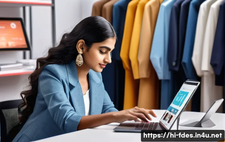 패션 코디네이터의 새로운 고객 창출 방법 - A vibrant social media marketing scene featuring a young Indian fashion coordinator analyzing audien...